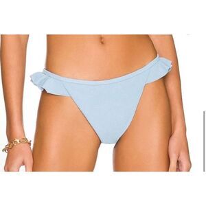 Minkpink Revolve Spero Swim Bikini Bottoms Corn Blue Textured Ruffles XS NWT